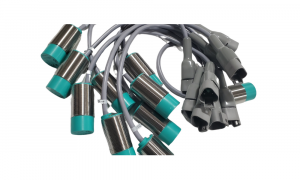 Multiple threaded bin level sensors with cable connectors for industrial material level detection