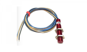 Threaded inductive speed sensor with mounting nuts and multi-core cable for industrial machinery