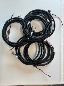 Custom electrical wire harness assembly with protective corrugated loom and connectors